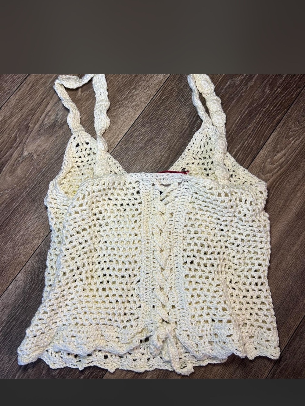 Andreeva Handmade Luxury Crochet Floral Tank Top - Cream with Yellow Accents - Picture 6 of 6